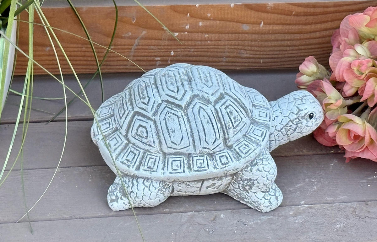 STEINFIGUR Schildkröte aus Steinguss frostfest wetterfest - Grau, Stein (12/8/19cm) - stoneandstyle