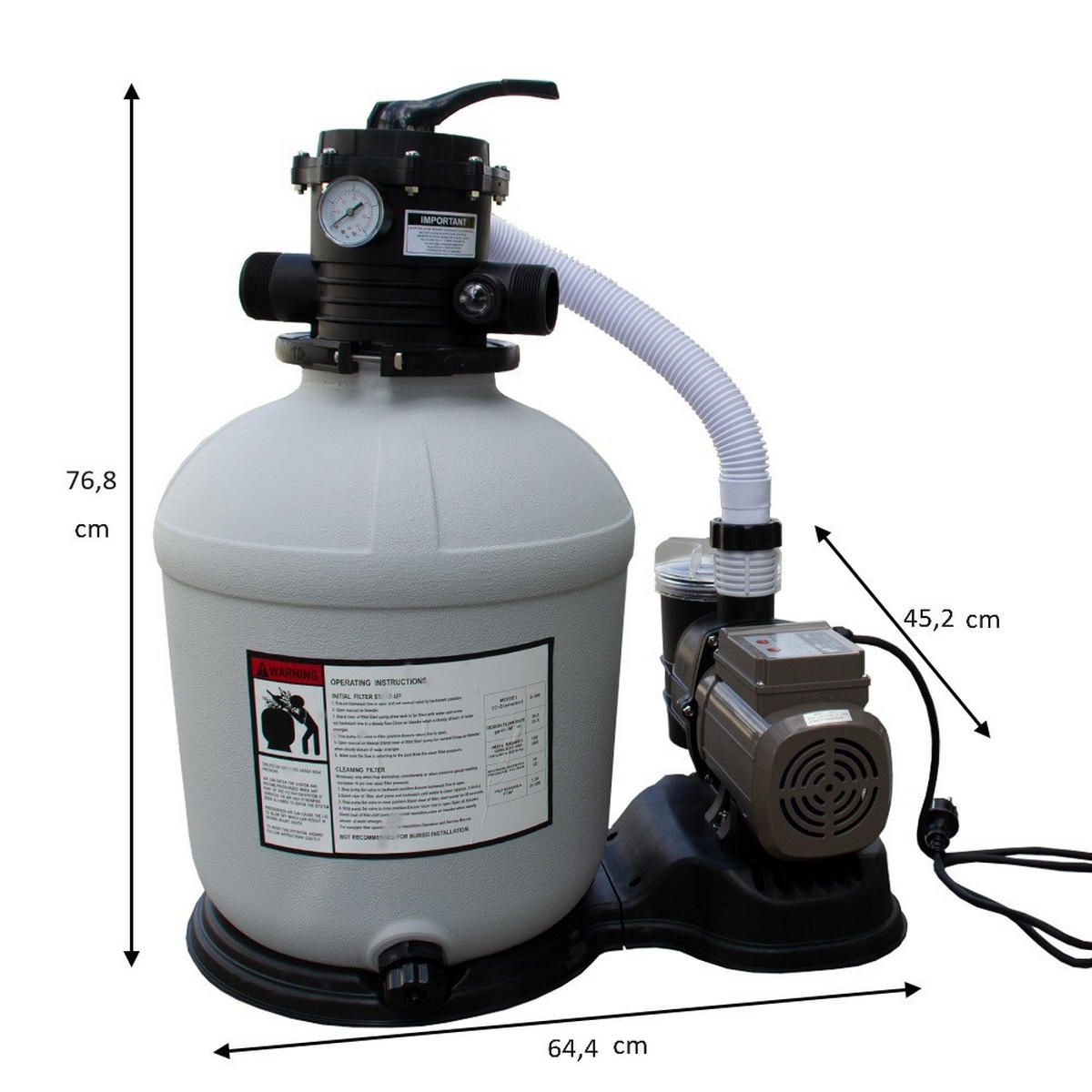 SANDFILTERANLAGE Grau 13.200 Liter/Stunde - Grau, Textil (64.4/76.8/45.2cm) - OK-Living