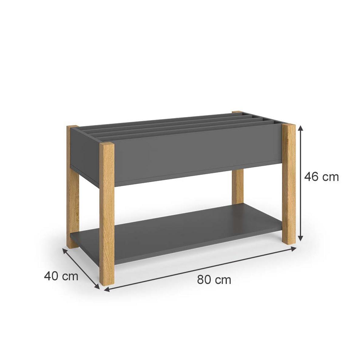 KINDERREGAL Malia Grau/Eiche 80 x 46 cm - Eichefarben/Grau, Holzwerkstoff (80/46/40cm) - VitaliSpa