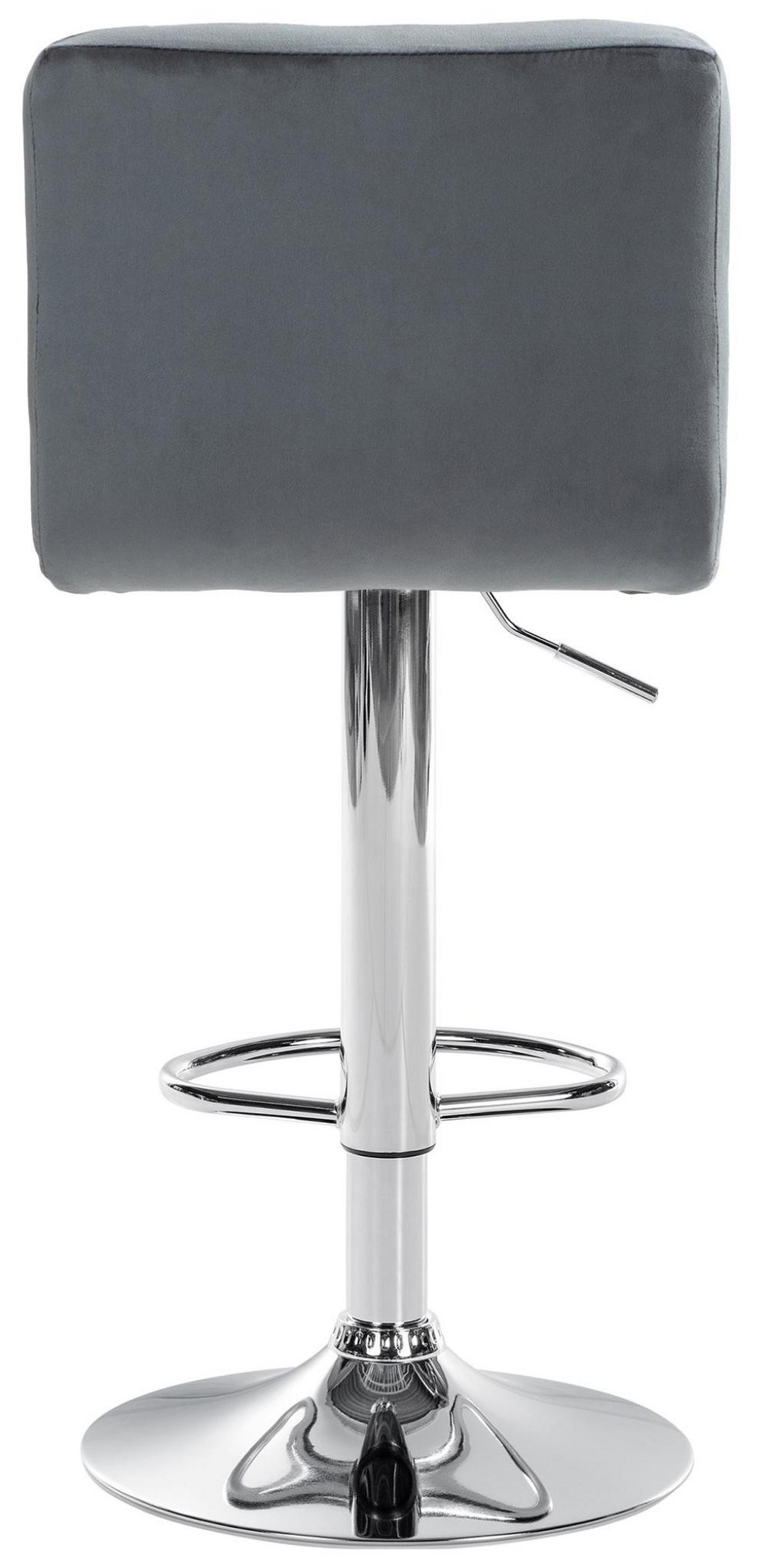 BARHOCKER 2er Set Samt dunkelgrau - Chromfarben/Dunkelgrau, Textil/Metall (46/94/47cm) - CLP