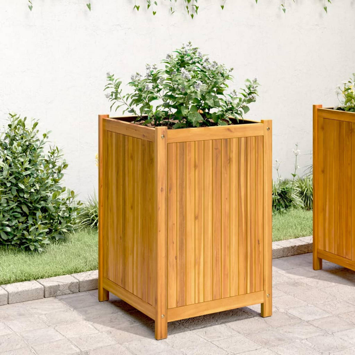 PFLANZKÜBEL Mit Einlage 50/50/75 Cm Massivholz Akazie - Braun, Holz (50/75/50cm) - vidaXL