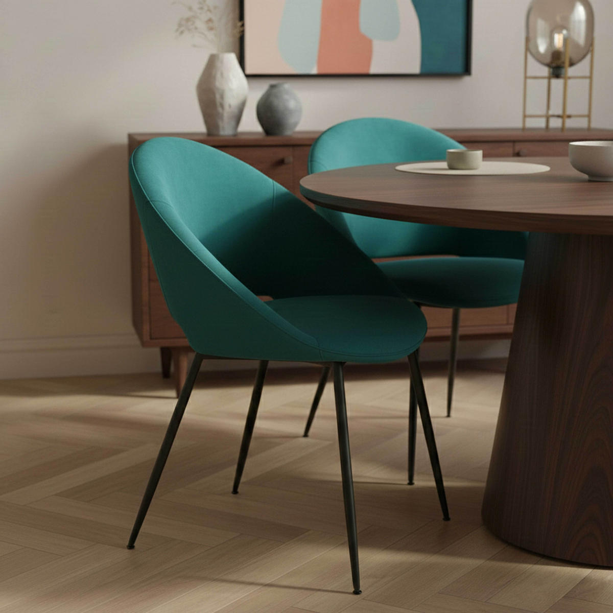 STÜHLE 2-tlg., Blau - Blau, Textil (61/81/60cm) - Oviala