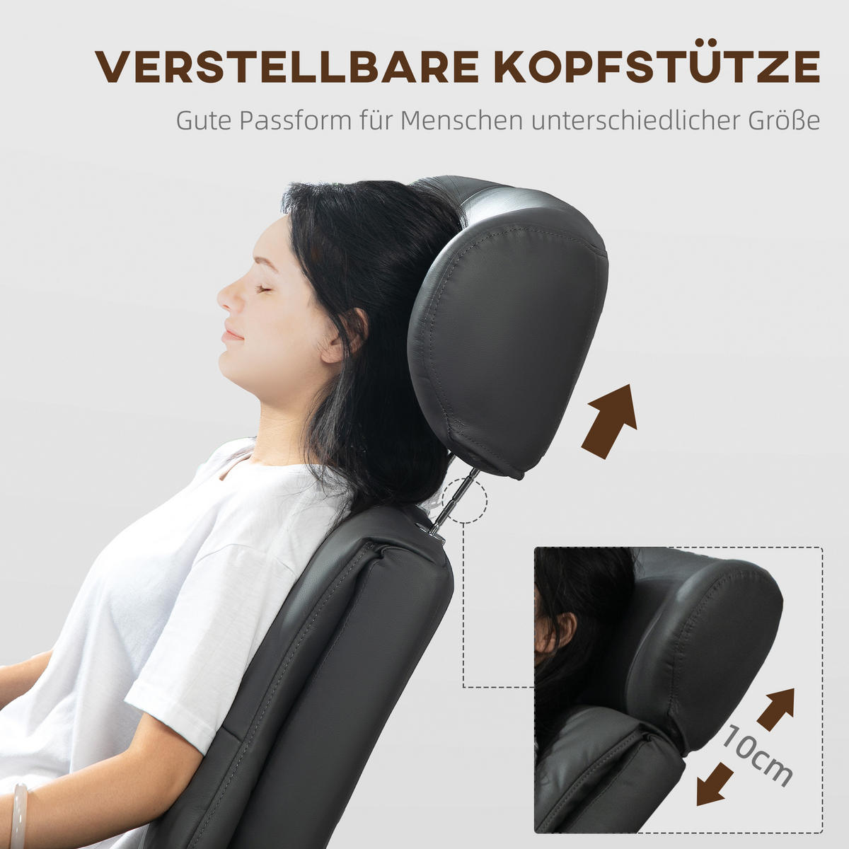 RELAXSESSEL mit Hocker, Fernsehsessel mit Liegefunktion, verstellbare Kopfstütze - Dunkelgrau, Kunststoff (84/108/80cm) - HOMCOM