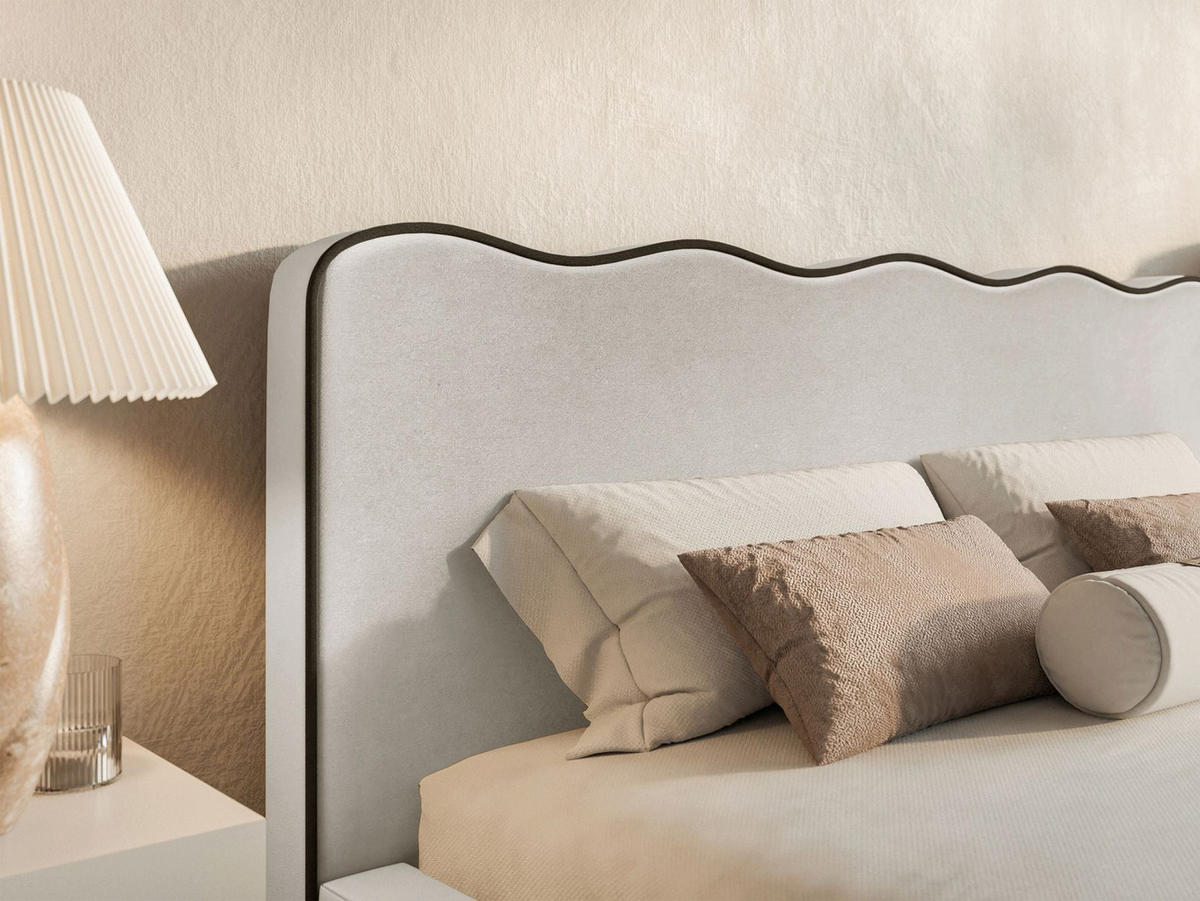 POLSTERBETT Duney Hellbeige Velours mit Bettkasten 140x200 cm - Ecru, Textil (140/200cm) - Selsey