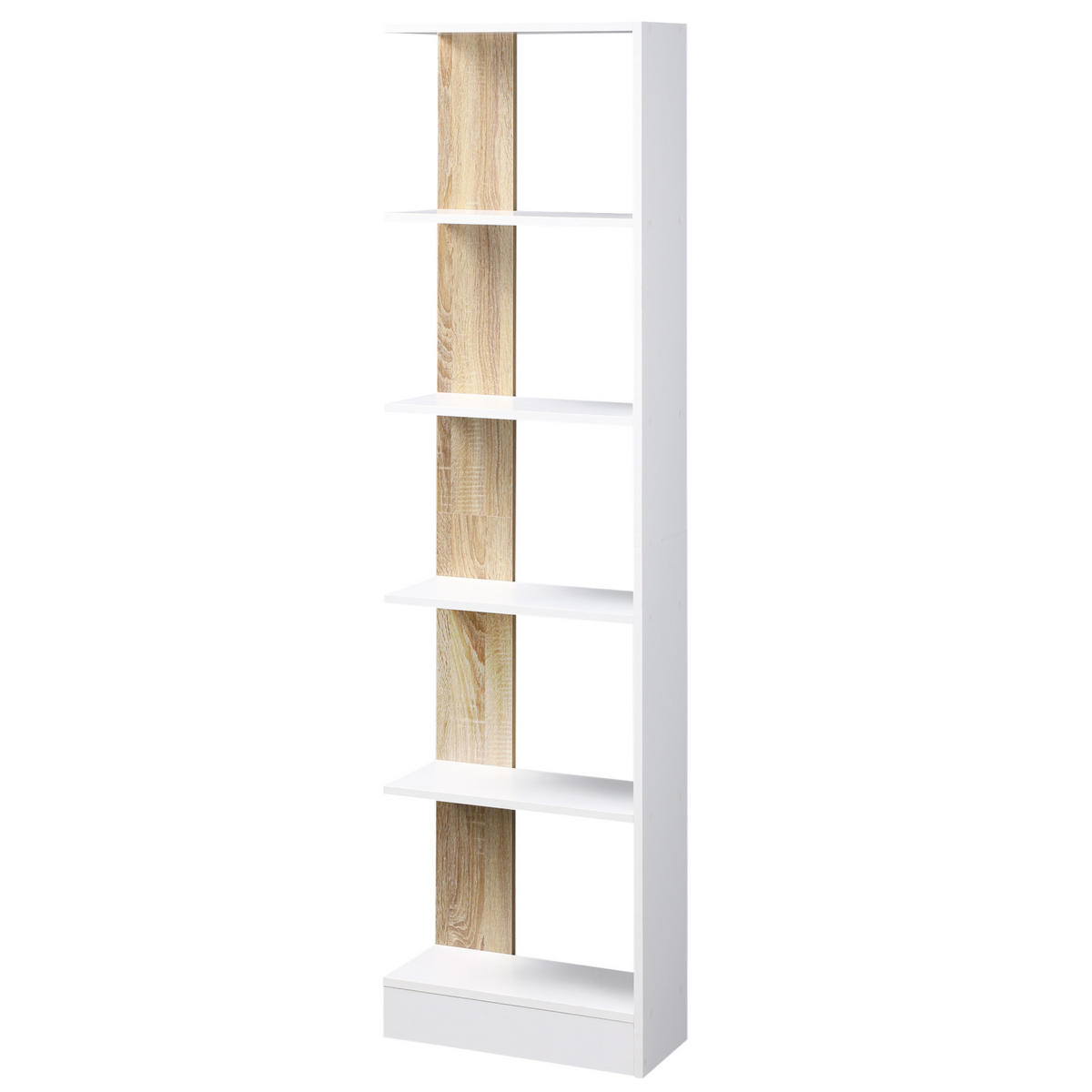 REGAL DE-15473 45/21/170 cm, 5 offene Fächer Weiß/Eiche - Weiß, Holzwerkstoff (21/170/45cm) - ComfortXL