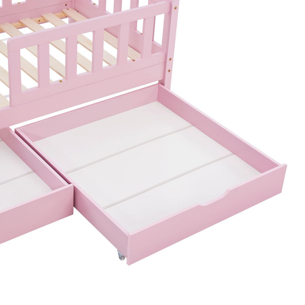 KINDERBETT Marli rosa 90x200 cm mit Bettkasten - Rosa, Holz (90/200cm) - Juskys
