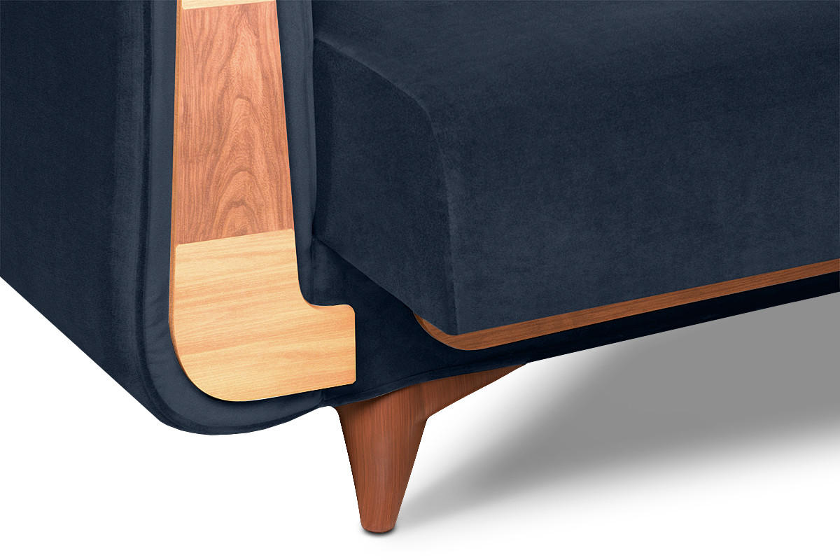 3-SITZER-SCHLAFSOFA GUSTAVO mit Armlehnen, blau - Blau/Braun, Holz/Holzwerkstoff (230/98/98cm) - KONSIMO®