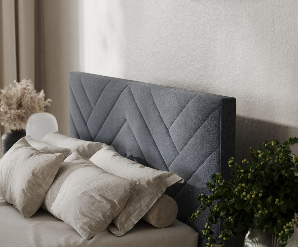 POLSTERBETT Arco 160/200 cm Blau im Asti Stoff - Blau/Schwarz, Holz/Holzwerkstoff (160/200cm) - AltaBeds