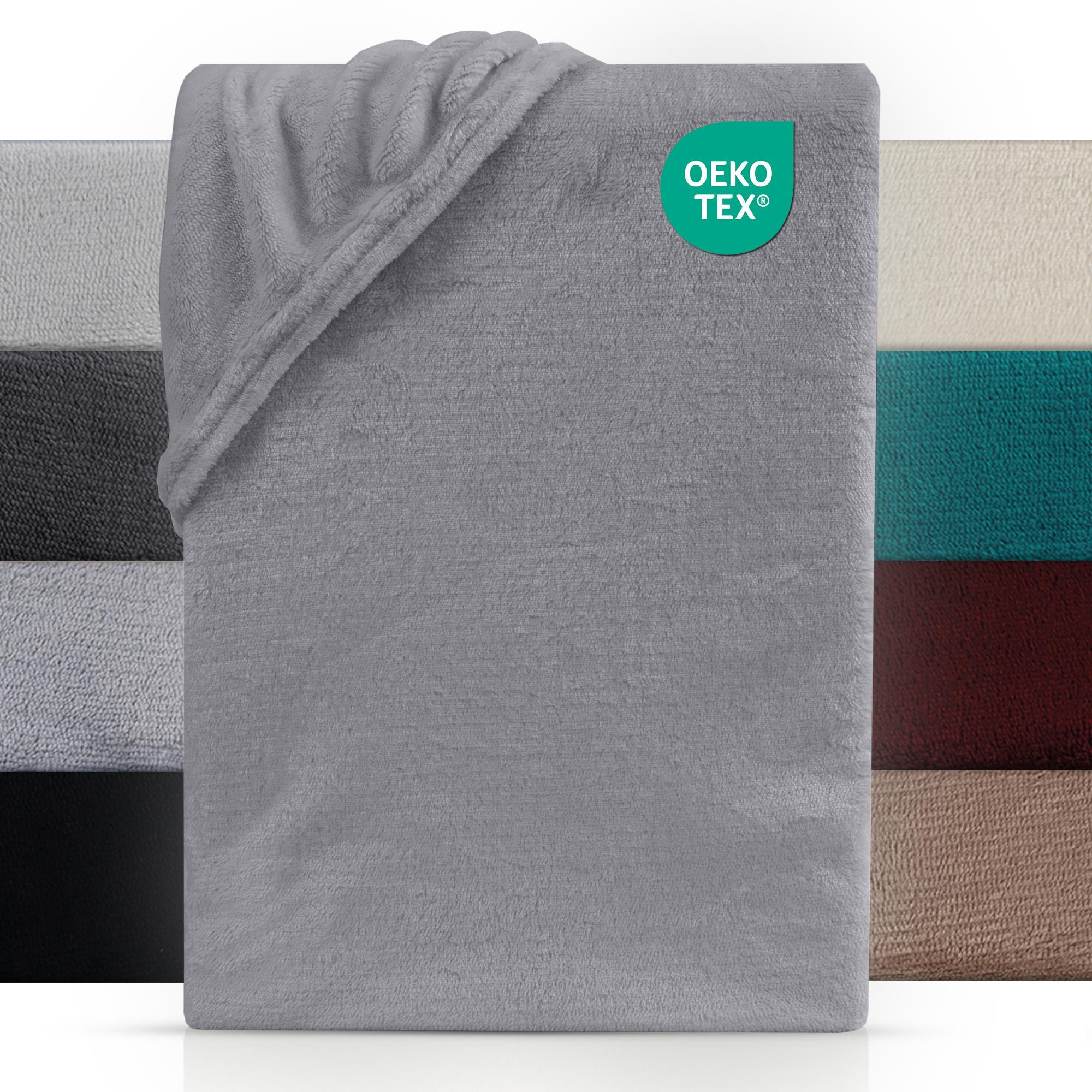 BOXSPRING-SPANNBETTLAKEN Cashmere Touch 180-200x200-220 cm, Warmes Winter Bettlaken Grau - Grau, Textil (200/220cm) - Carpe Sonno