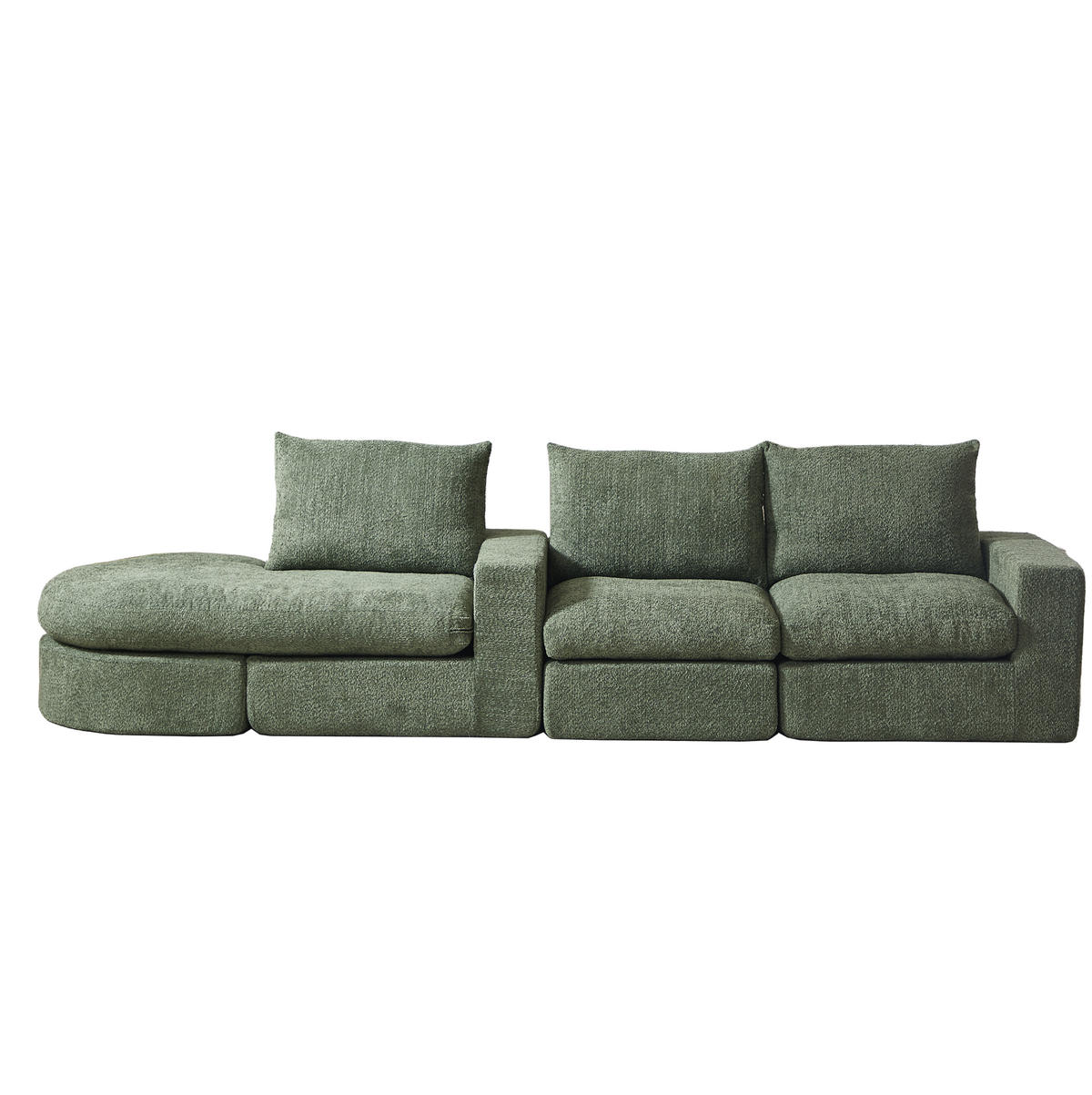 SOFA modular mit Chaiselongue 251 x 160 x 81 cm Chenille Green 4-teilig - Grün, Kunststoff (160/250cm) - Meubliv