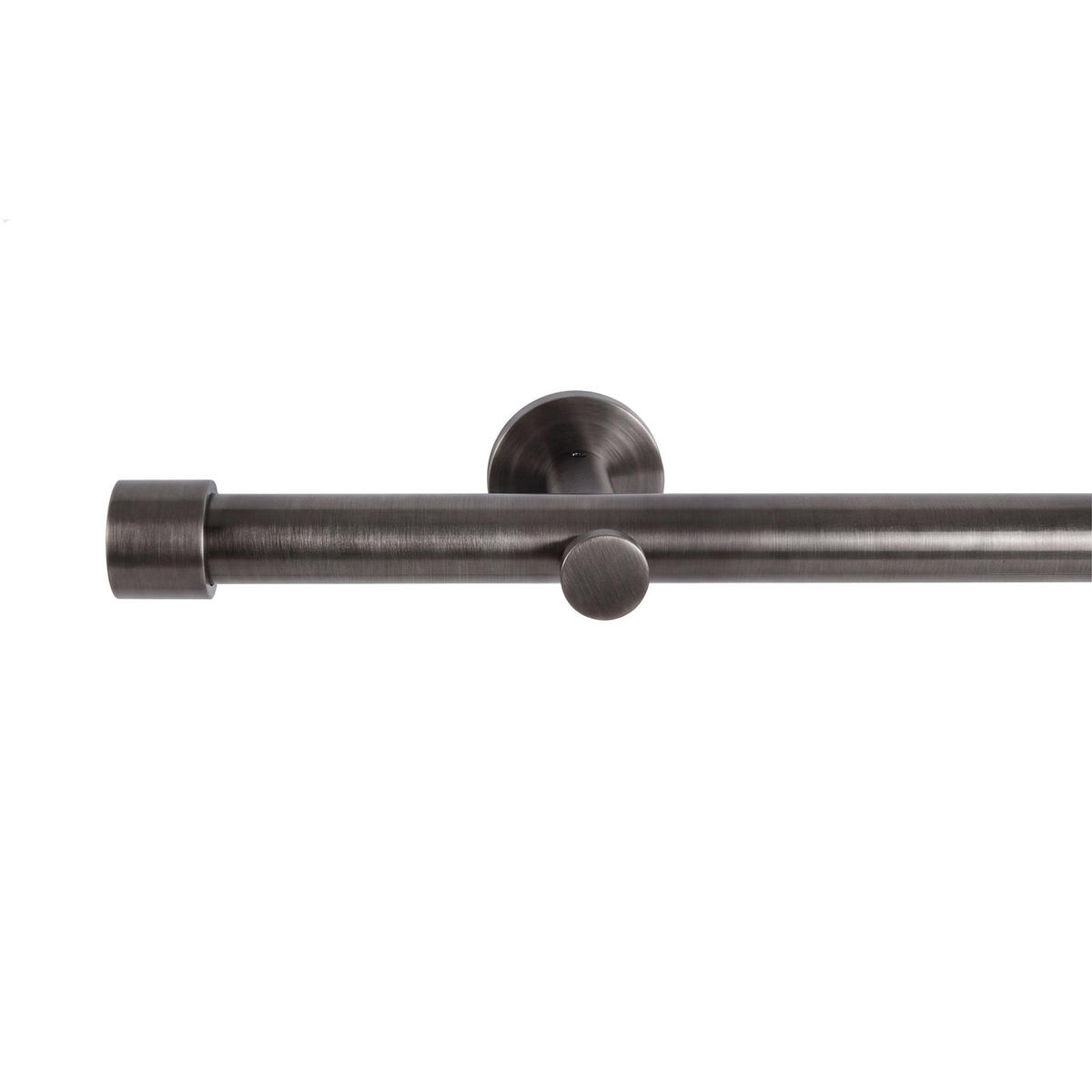 GARDINENSTANGE auf Maß 1-lauf Wandmontage Kappe 410cm - Titanfarben, Metall (410cm) - Deco-Raum