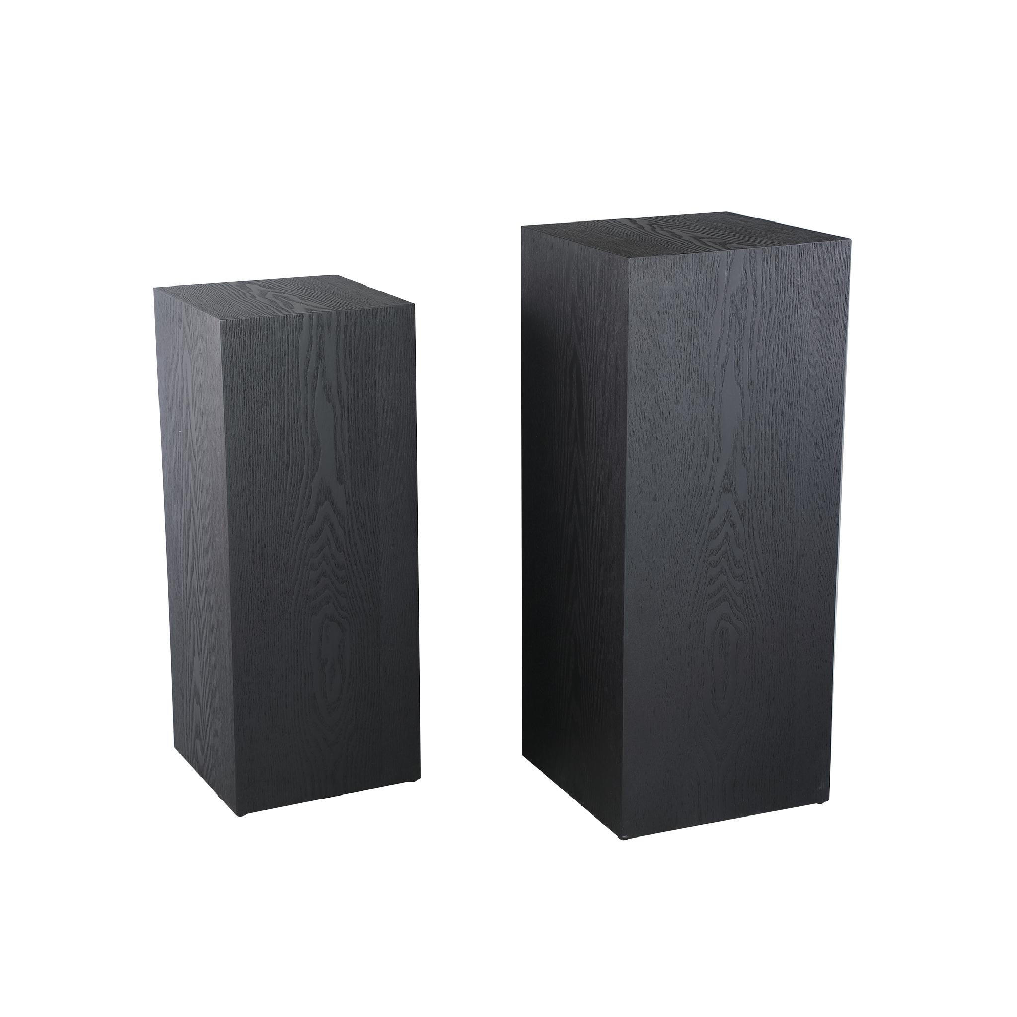 BLUMENSÄULE Tiess Schwarz 35/35/85cm 2er-Set - Schwarz, Holz (35/35/85cm) - PTMD Collection