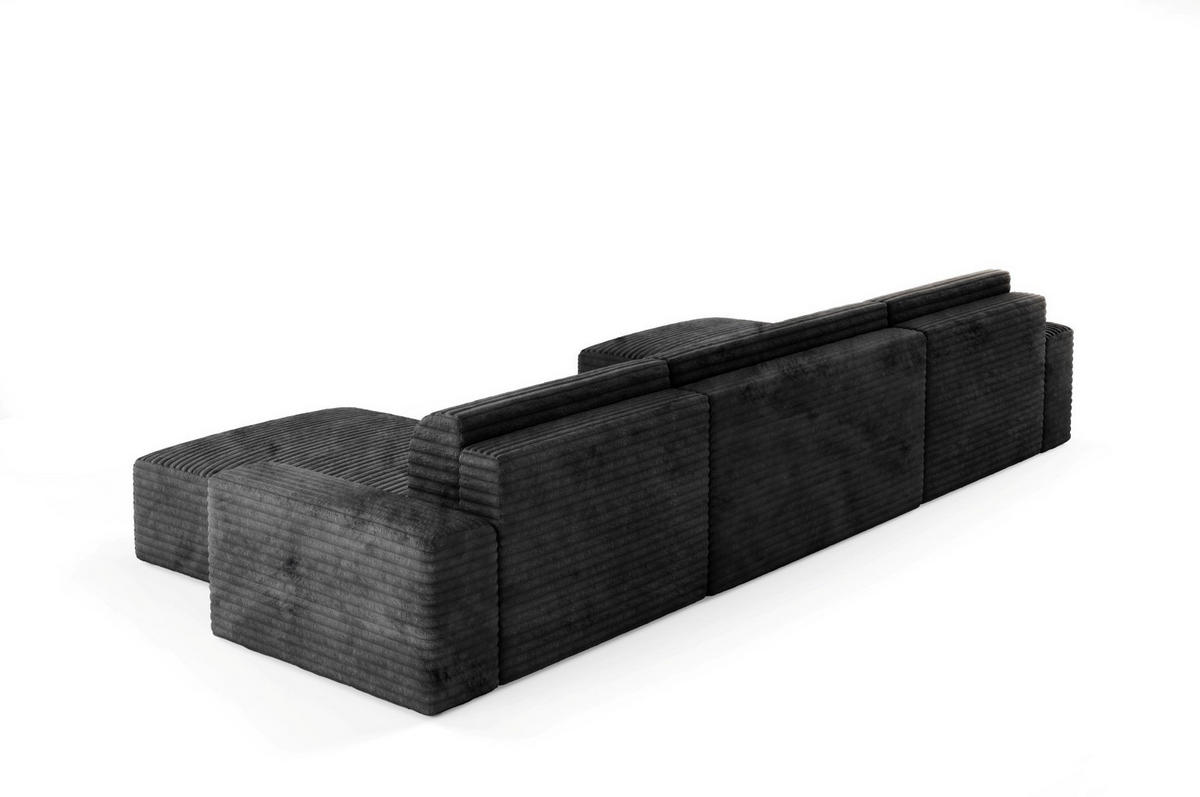WOHNLANDSCHAFT mit Schlaffunktion Schwarz - Schwarz, Holz/Holzwerkstoff (300/70/185cm) - Furnisell