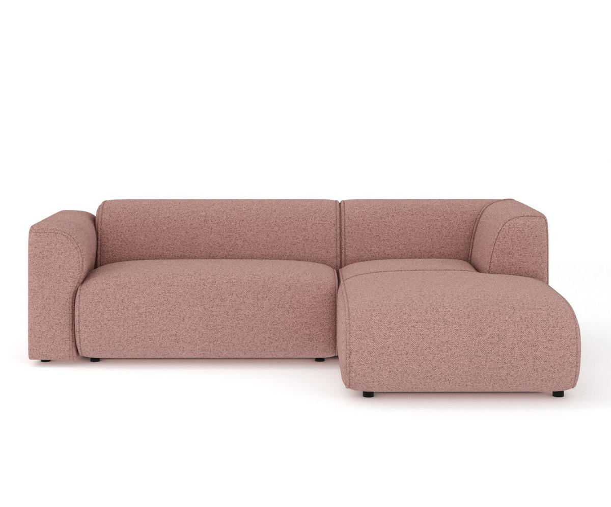 ECKSOFA Melani Rosa Webstoff - Rechts Seite - Pink/Schwarz, Holz/Holzwerkstoff (162/256cm) - Maison de Reve