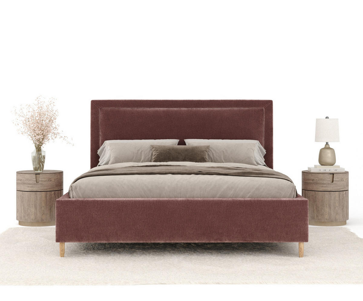 POLSTERBETT Ordina Rosa 160/200 cm im Chenille-Stoff - Pink/Naturfarben, Holz/Holzwerkstoff (160/200cm) - Maison de Reve
