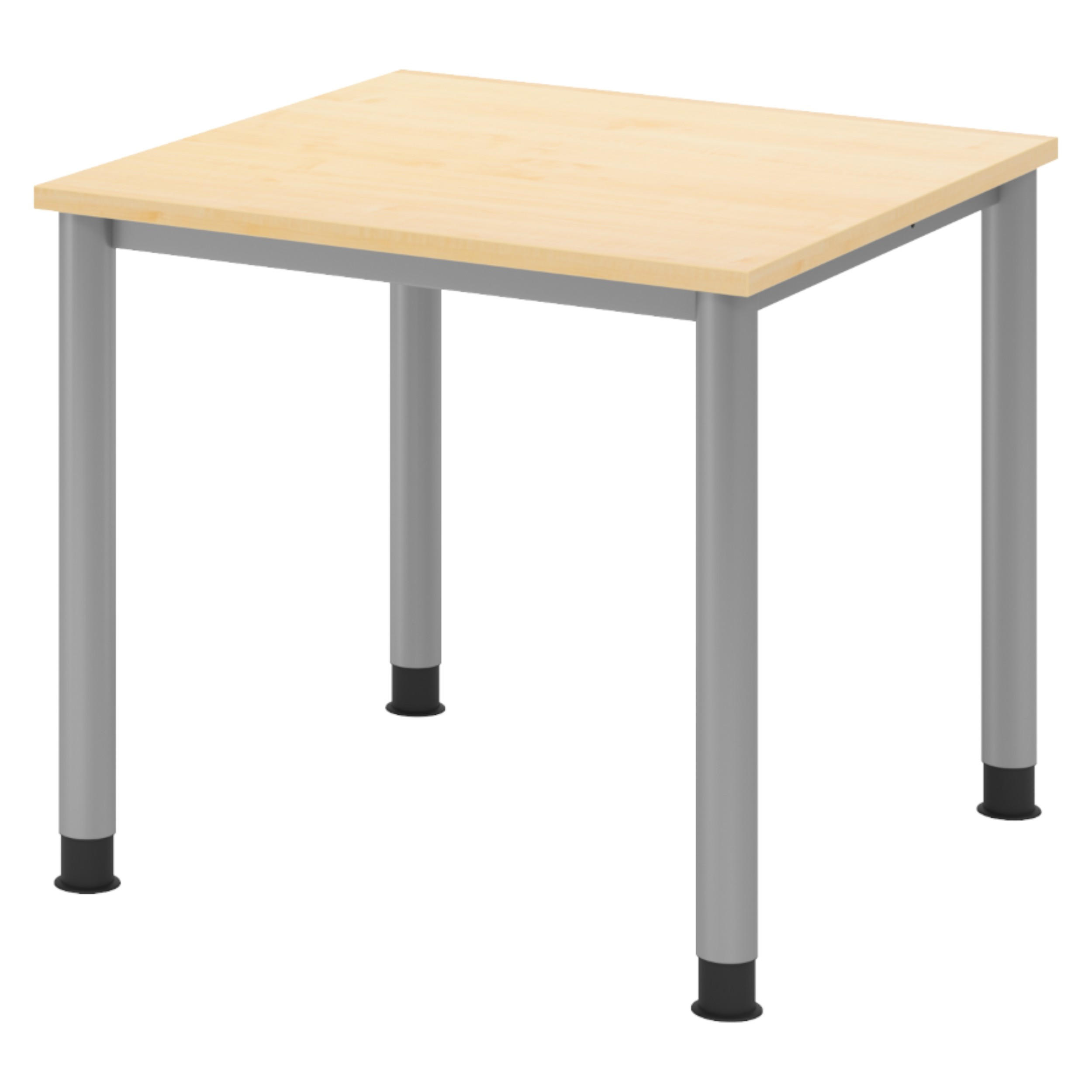 SCHREIBTISCH Serie-H Gestell: Silber 80/80/74 cm in Ahornfarben - Ahornfarben, Holzwerkstoff (80/80/74cm) - bümö