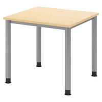 SCHREIBTISCH Serie-H Gestell: Silber 80/80/74 cm in Ahornfarben - Ahornfarben, Holzwerkstoff (80/80/74cm) - bümö