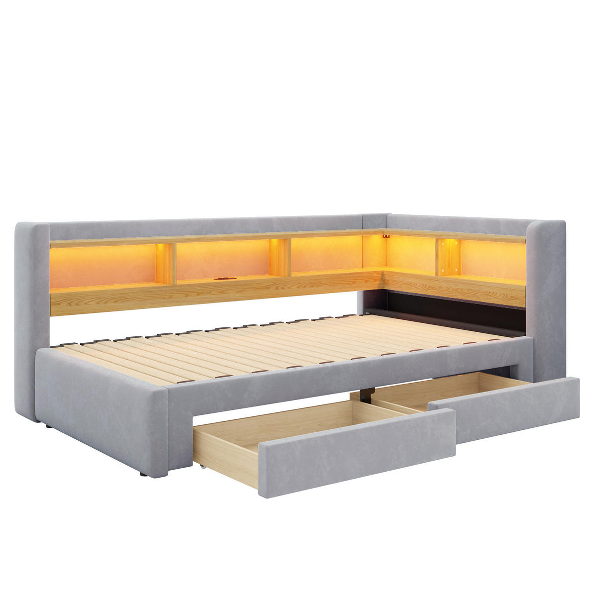 AUSZIEHBETT 90/180/200 cm, DE-41720, in Grau - Grau, Metall (90/200cm) - ComfortXL