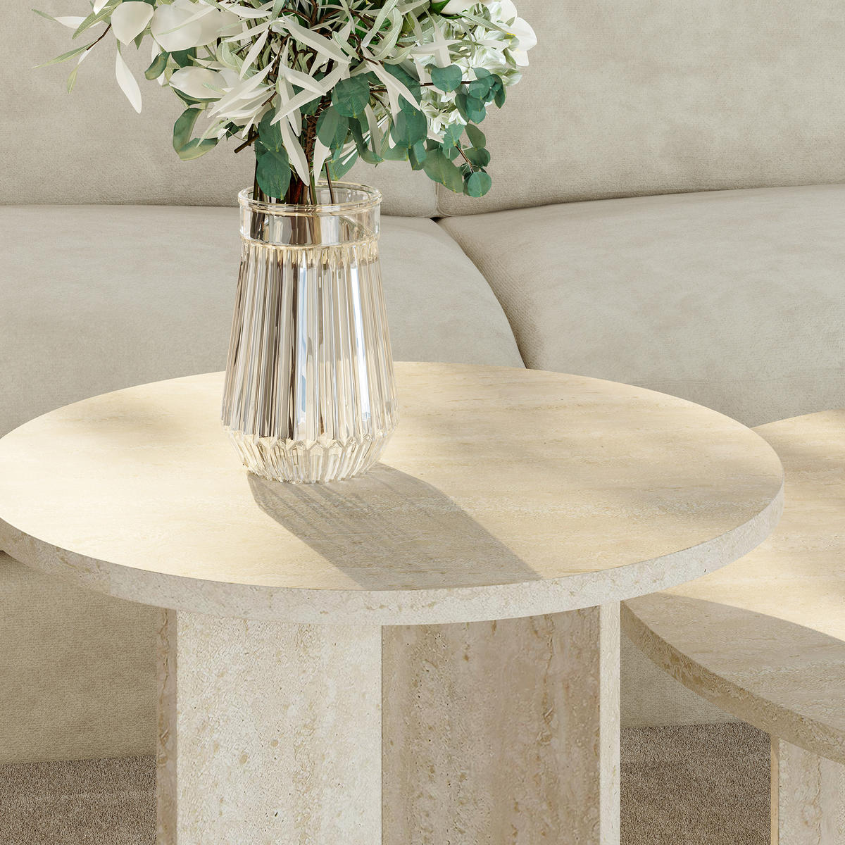 BEISTELLTISCH-SET 2 TLG. Verummetka - Beige, Holzwerkstoff (40/40/49cm) - [en.casa]