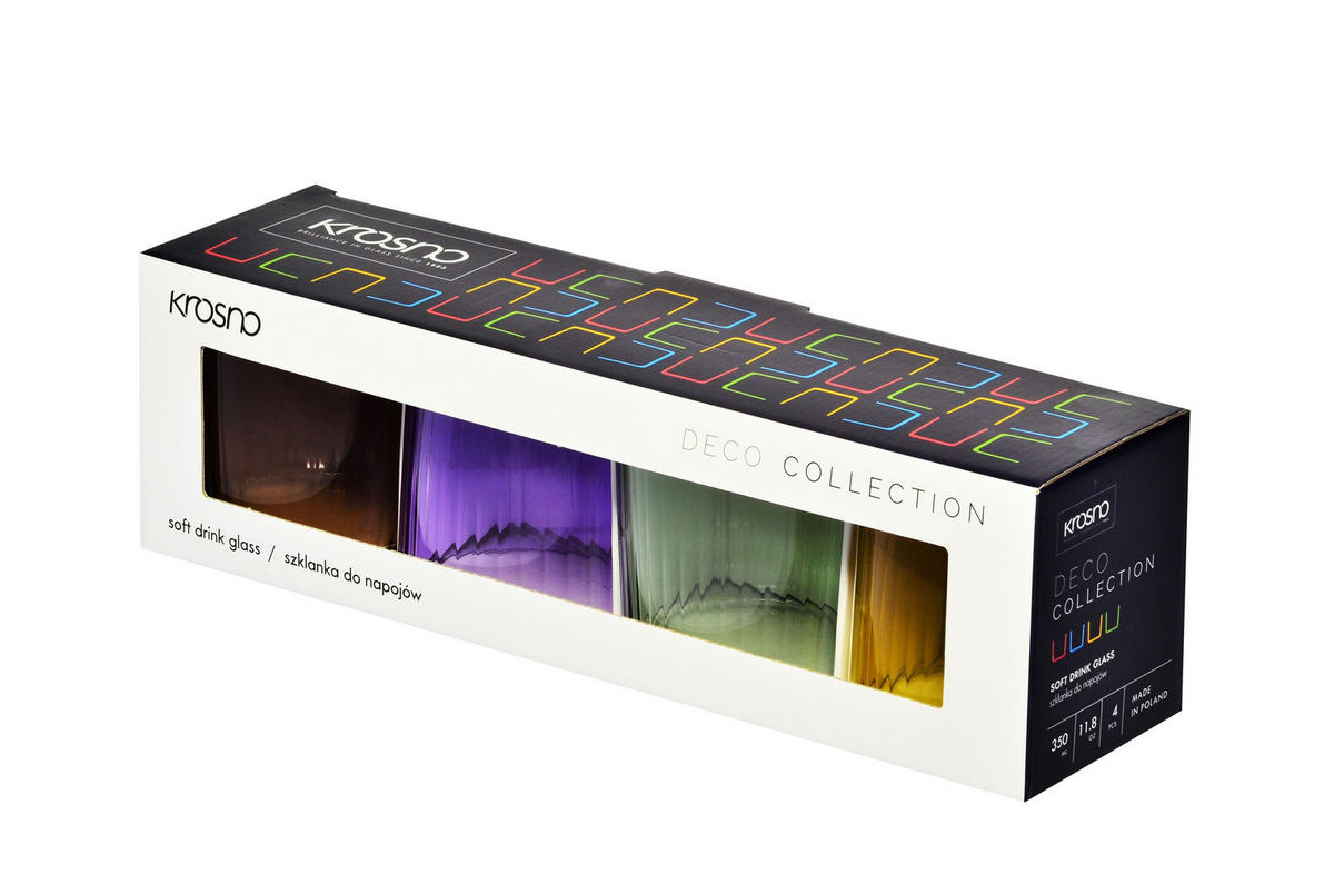 GLÄSER MIT VERTIKALER OPTIK, 4er-Set, 410 ml - Multicolor, Glas (0.41L) - Krosno Glass