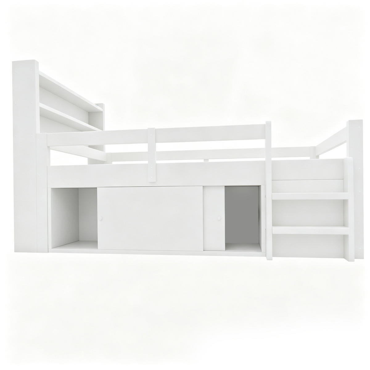 MULTIFUNKTIONSBETT mit Stauraum 90x200 cm Holz White - Weiß, Holz (90/200cm) - Meubliv