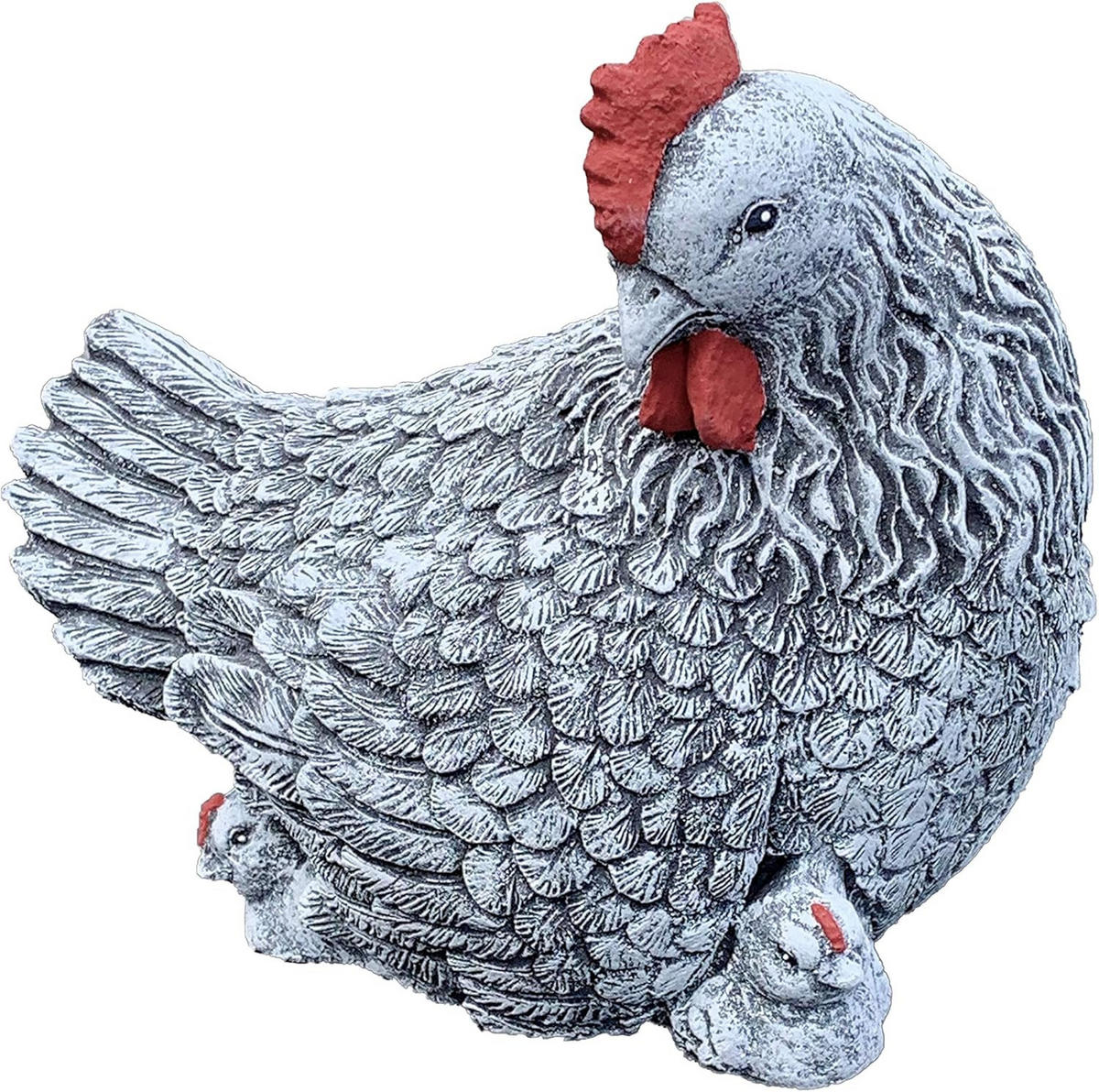 STEINFIGUR großes Huhn mit Küken frostfest wetterfest Gartenfigur - Grau, Stein (20/20/25cm) - stoneandstyle