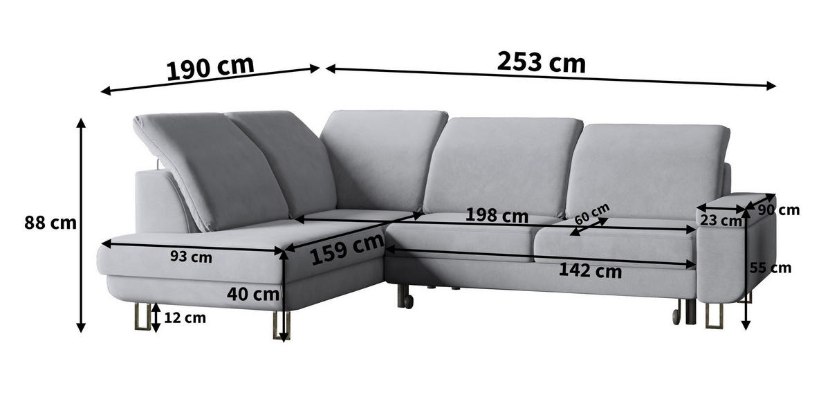 ROHOVÁ SEDAČKA LERMA šeříková - stříbrná/šeříková, kov/dřevo (253/190cm) - MASSENO
