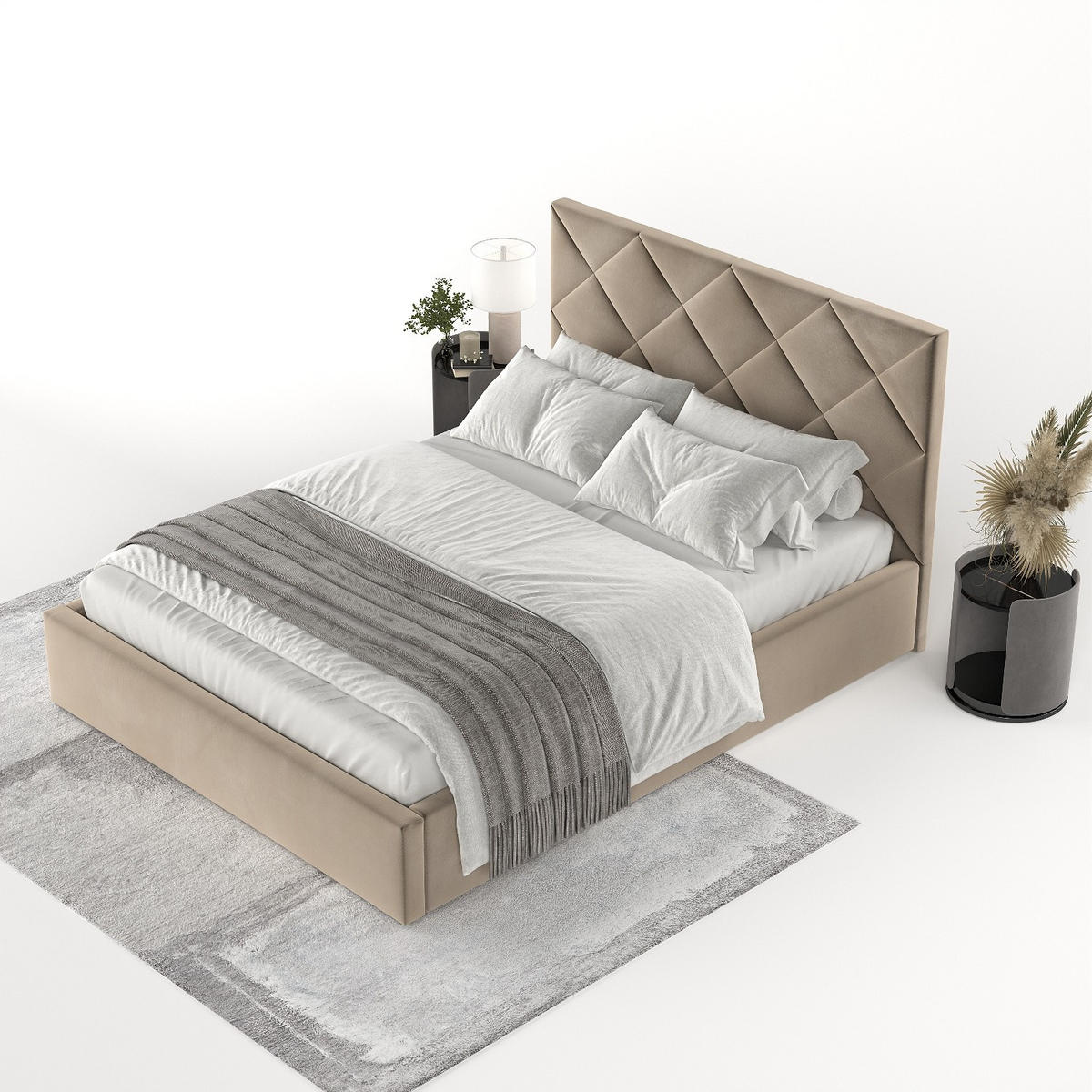 POLSTERBETT Torno 140/200 cm Taupe im Paros Stoff - Taupe/Schwarz, Holz/Holzwerkstoff (140/200cm) - AltaBeds