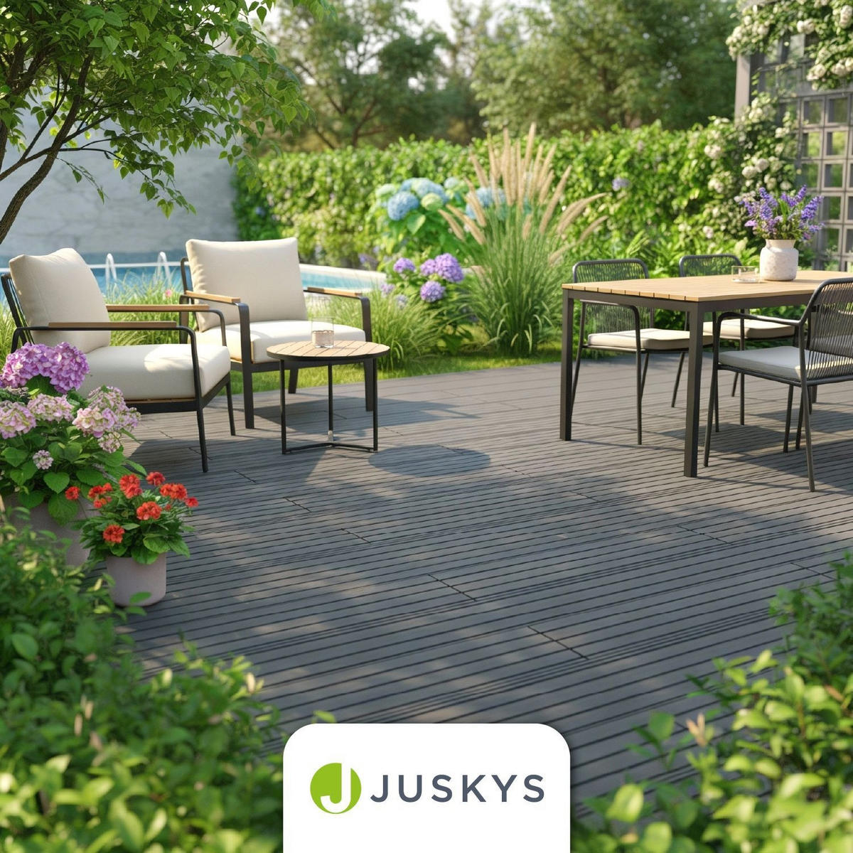TERRASSENDIELEN WPC Grau 30 m² - Grau, Kunststoff (220/14.6/2.5cm) - Juskys