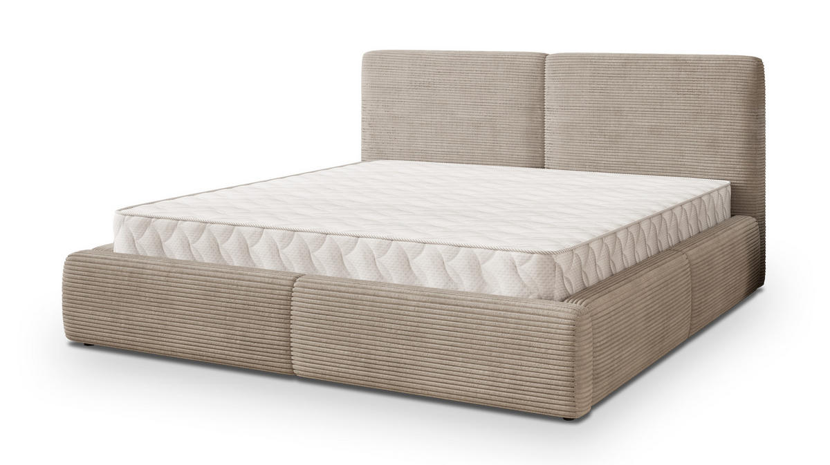 POLSTERBETT FELURO 180x200 cm mit Bettkästen - Beige - Beige, Holz (180/200cm) - MASSENO