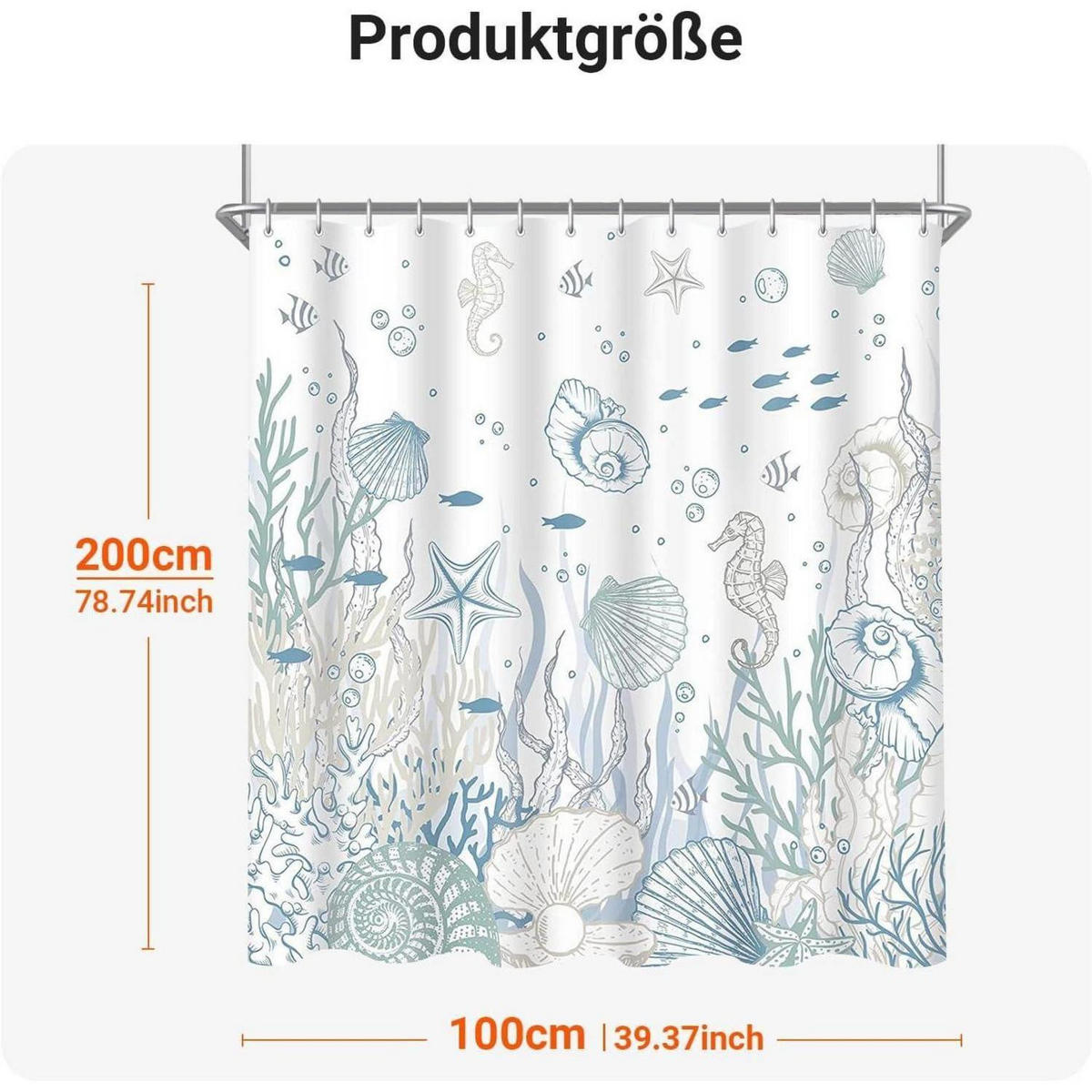DUSCHVORHANG U-Boot Seepferdchen 100 x 200 cm Textil Wasserabweisend - Multicolor, Textil (100/200cm)