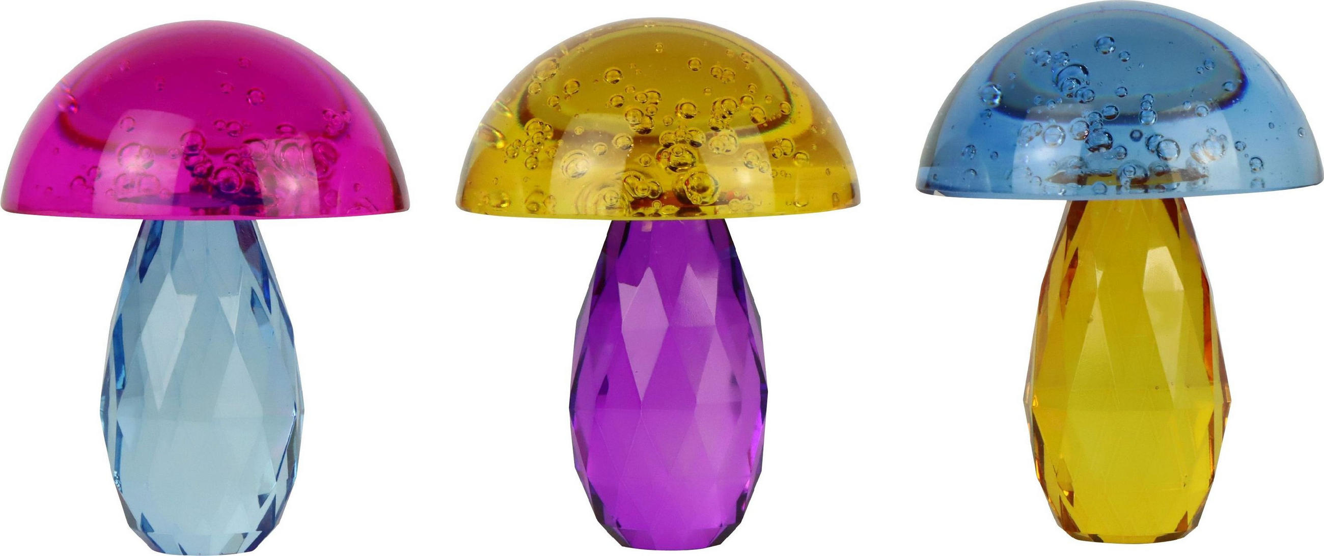 BRIEFBESCHWERER Glückpilz 3er-Set bunt - Multicolor, Glas (7.8/10.5/7.8cm) - FURNARO