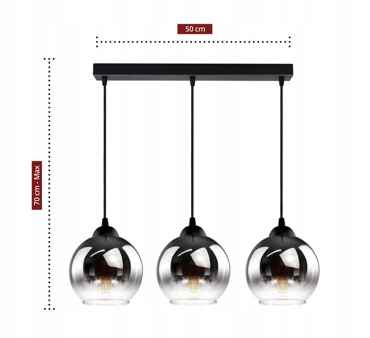 PENDELLEUCHTE MASUR - Transparent/Anthrazit, Glas/Metall (15/60/80cm) - kiki design