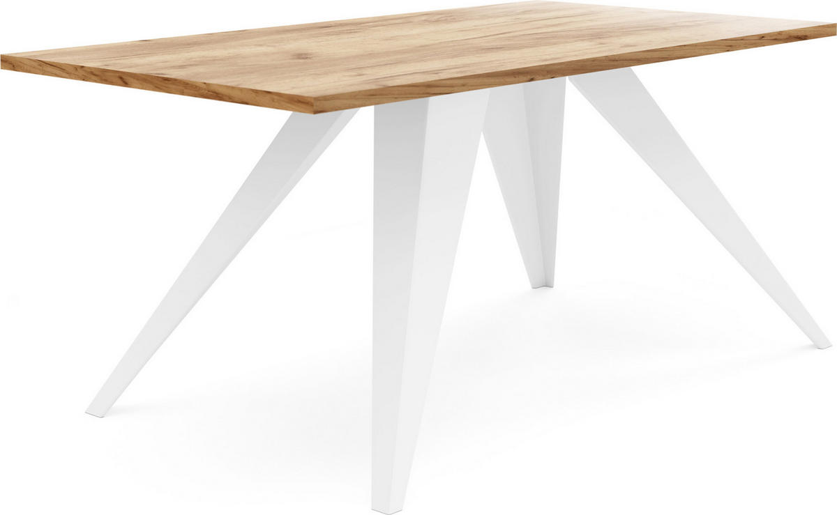 ESSTISCH Vance rechteckig, Craft Eiche 120/60/48 cm - Eiche Wotan/Weiß, Holzwerkstoff/Metall (60/120/48cm) - WFL GROUP