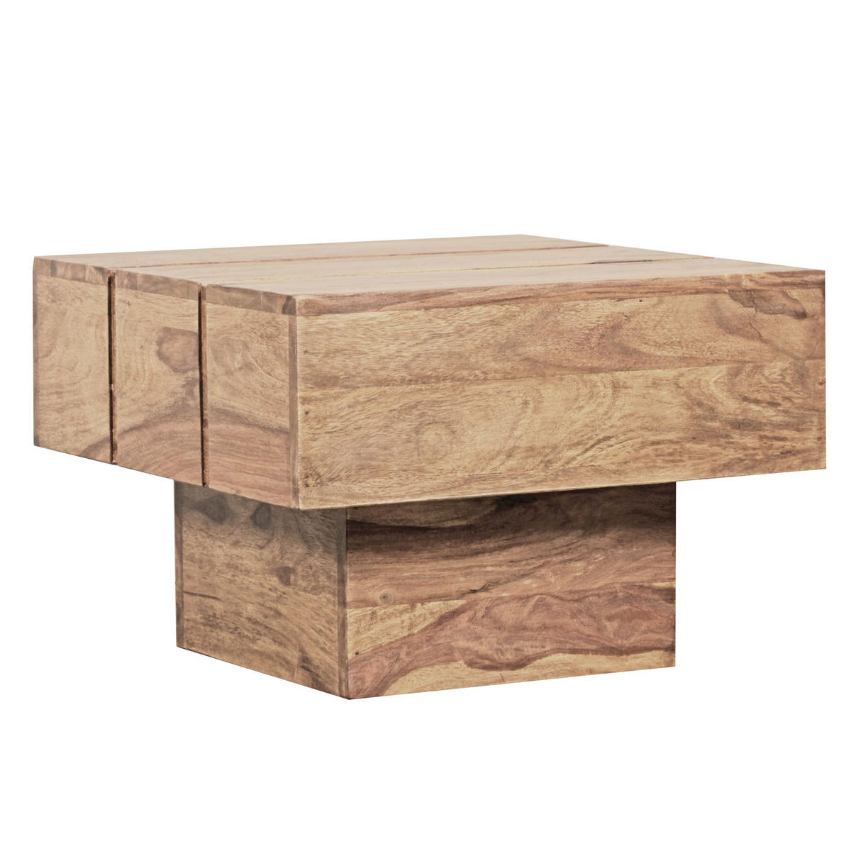 BEISTELLTISCH aus Massivholz, handgefertigt, Unikat, Beige 44x44x30 cm - Beige, Holz (44/44/30cm) - KADIMA DESIGN