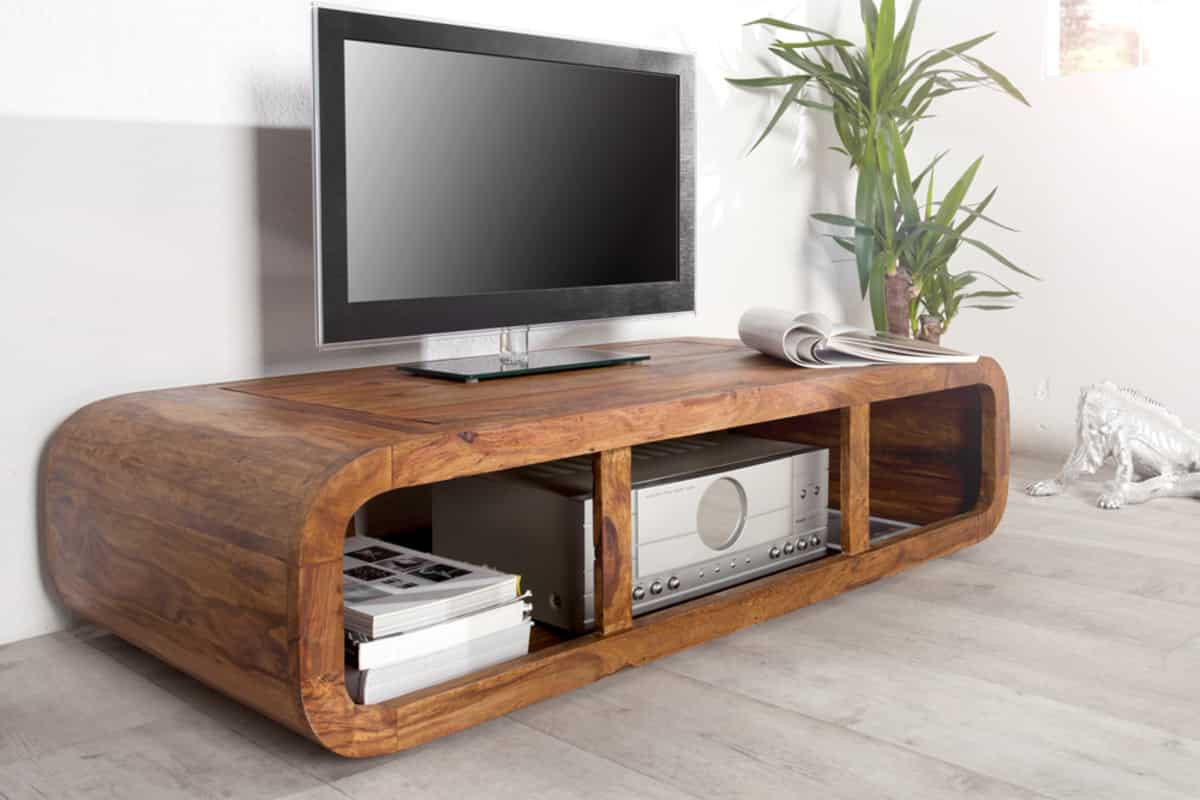 COUCHTISCH CURVED Sheesham rechteckig Braun|Natur 100cm - Schwarz/Braun, Holz (50/100/30cm) - riess-ambiente