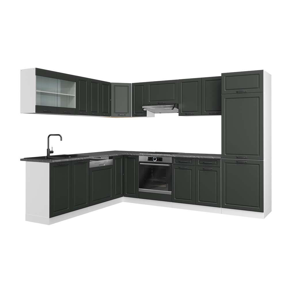 ECKKÜCHE R-Line Anthrazit Landhaus/Weiß 227 x 287 cm, AP Anthrazit - Anthrazit/Weiß, Holzwerkstoff (287/81.6/60cm) - Vicco