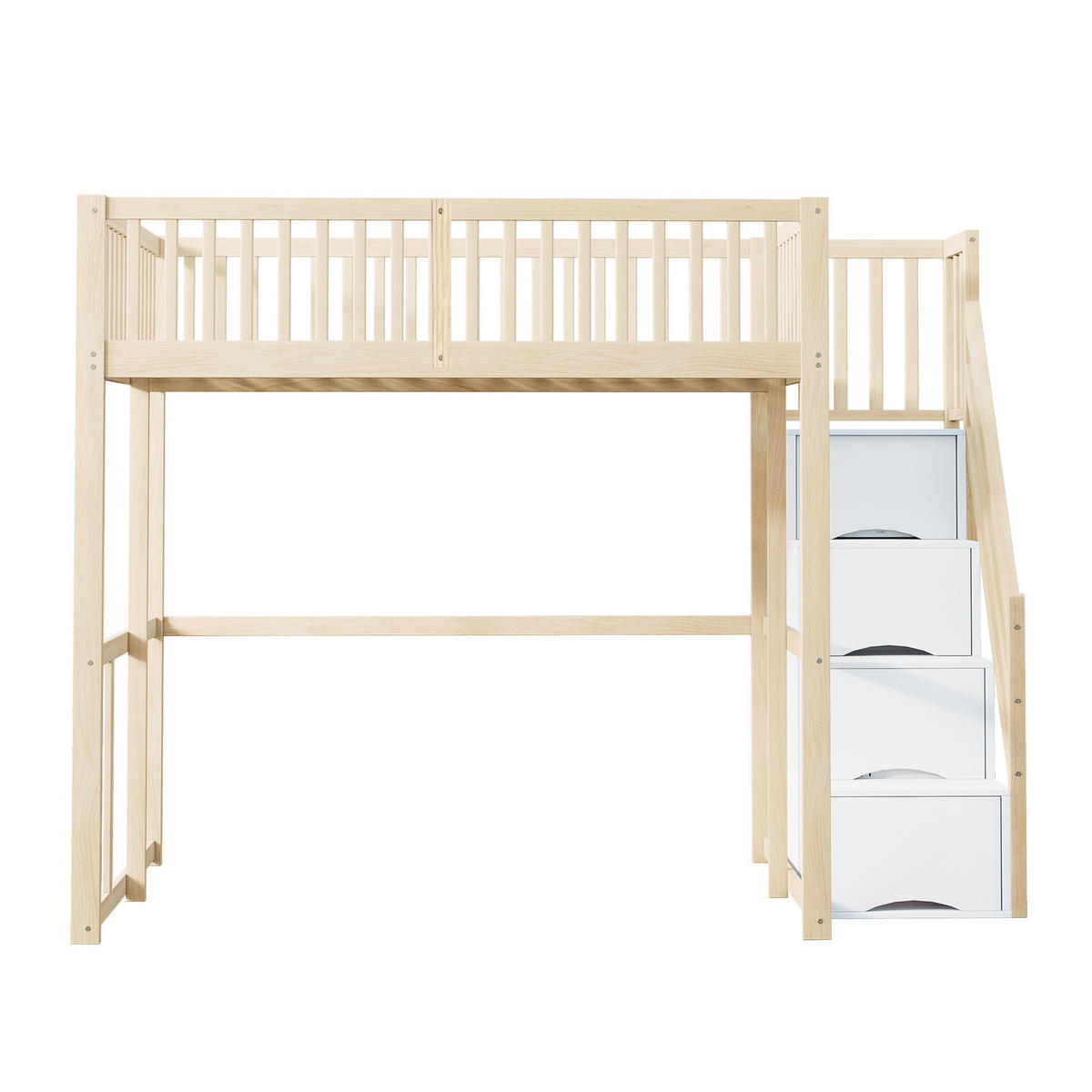 HOCHBETT aus Kiefernholz 140x200 cm Natur mit Stauraumtreppe - Naturfarben, Holz (140/200cm) - IVMEU