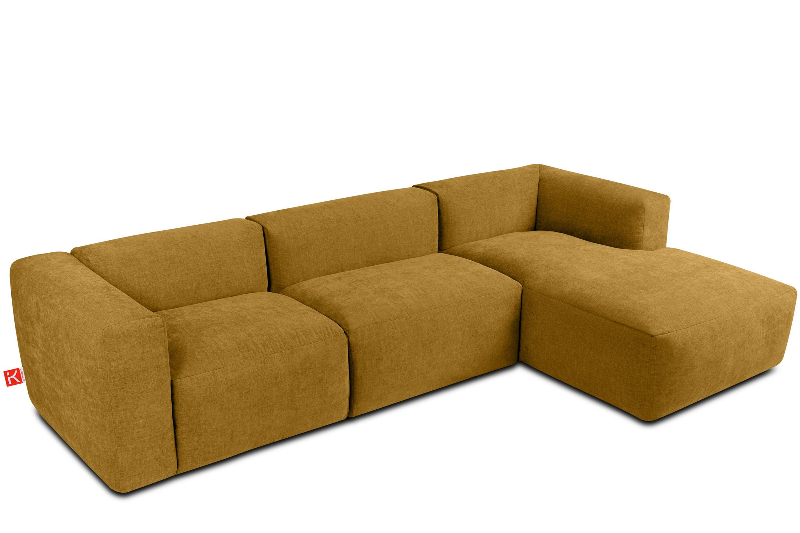 ECKMODULSOFA-RECHTS BUFFO mit extrem weicher und bequemer Sitzfläche, Gewebestoff, Honig - Gelb, Textil (297/180cm) - KONSIMO®