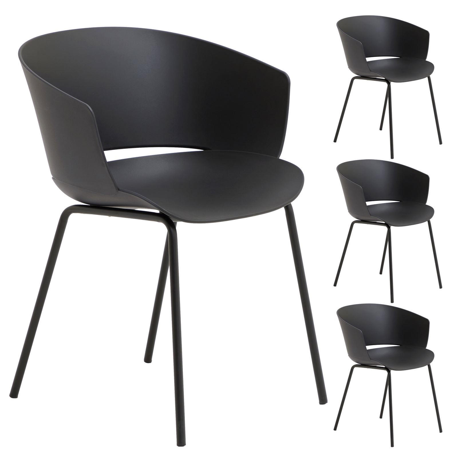 GARTENSTÜHLE NIVEL 4ER-SET - Schwarz, Textil (60/80/55cm) - IDIMEX