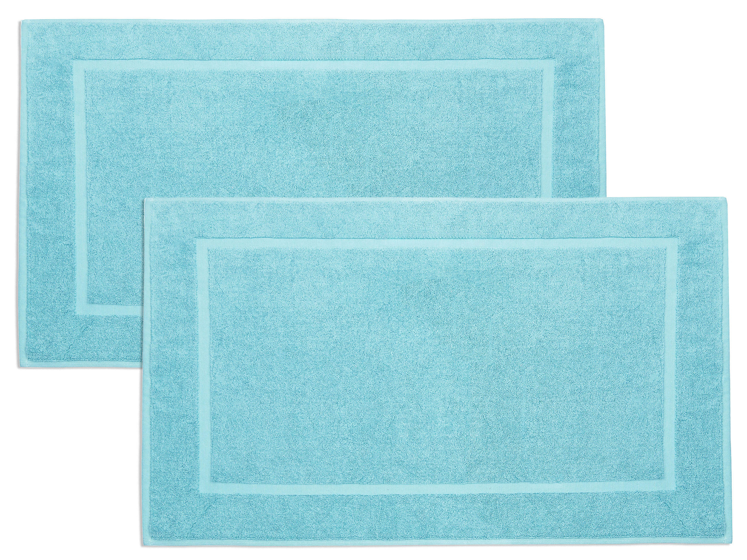 BADEMATTE, 2er-Set, 50x80 cm, 100% Baumwolle, Blau - Blau, Textil (50/80cm) - Zollner