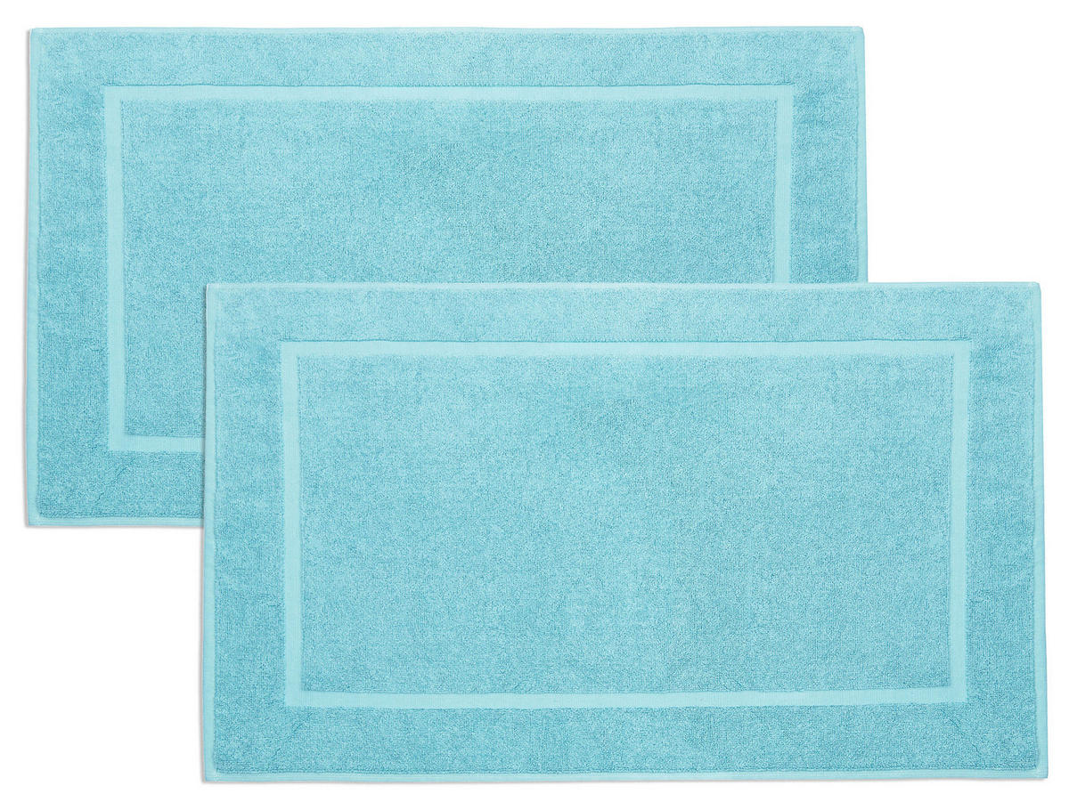 BADEMATTE, 2er-Set, 50x80 cm, 100% Baumwolle, Blau - Blau, Textil (50/80cm) - Zollner
