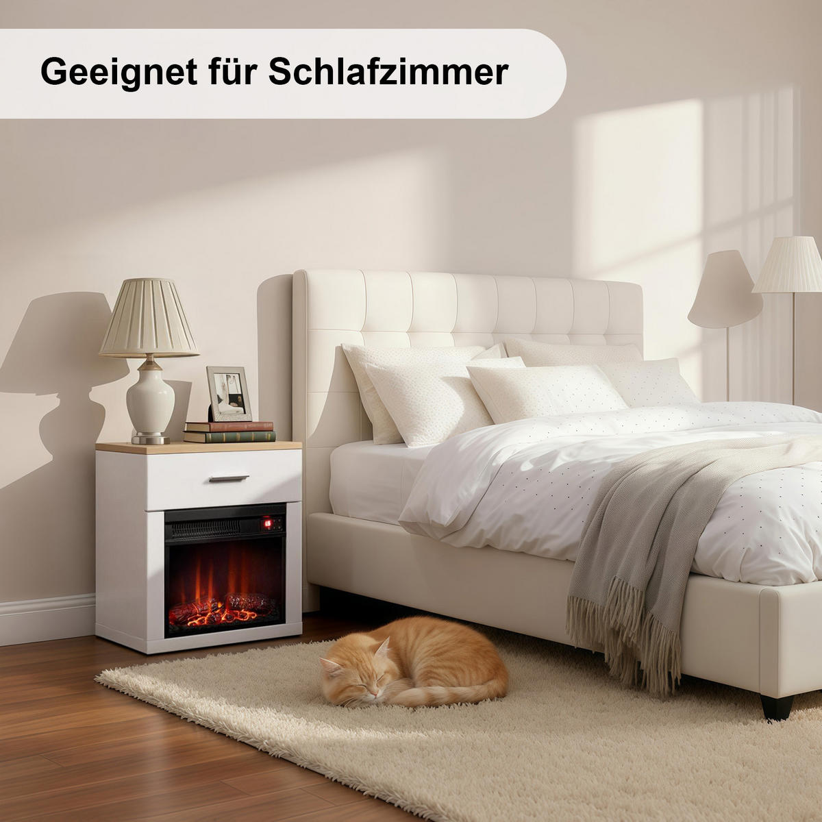 ELEKTROKAMIN mit Schrank, 1000W Heizleistung - Weiß, Metall (43.5/47/29.5cm)