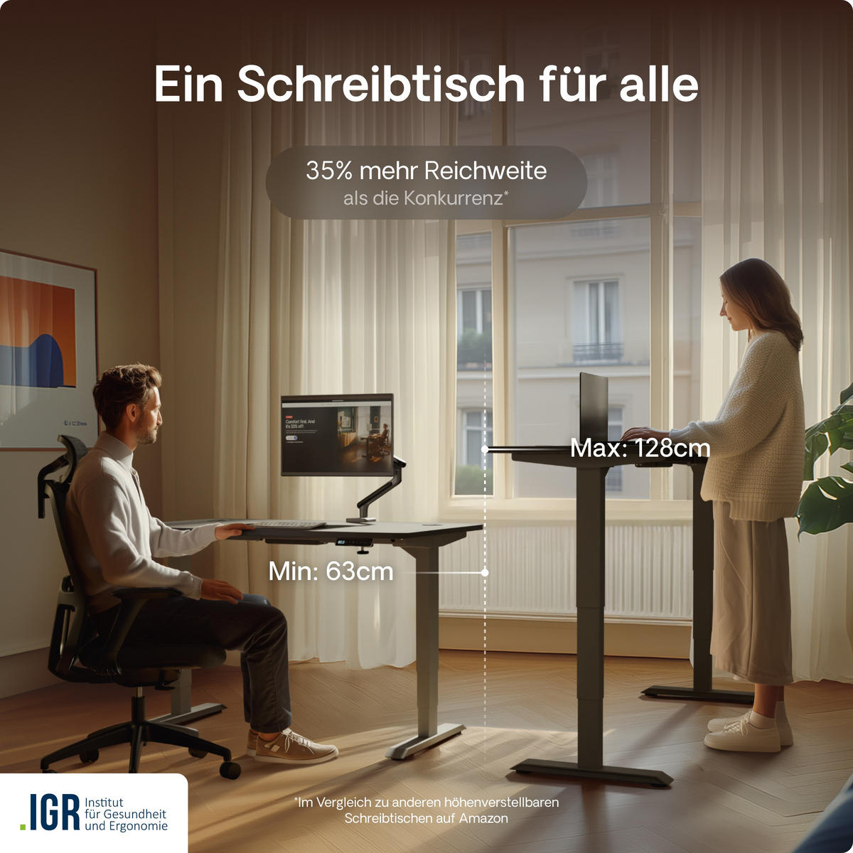 SCHREIBTISCH Elektrisch Höhenverstellbarer HomePro 200x80cm Grau/Schwarz mit Memory-Funktion, Anti-Kollisions Technologie - Schwarz/Grau, Holzwerkstoff (80/200/62cm) - Desktronic