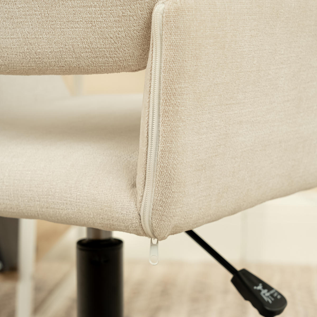 DREHSTUHL Chenille beige - Chromfarben/Beige, Textil/Metall (54/85/56cm) - Urban Meuble
