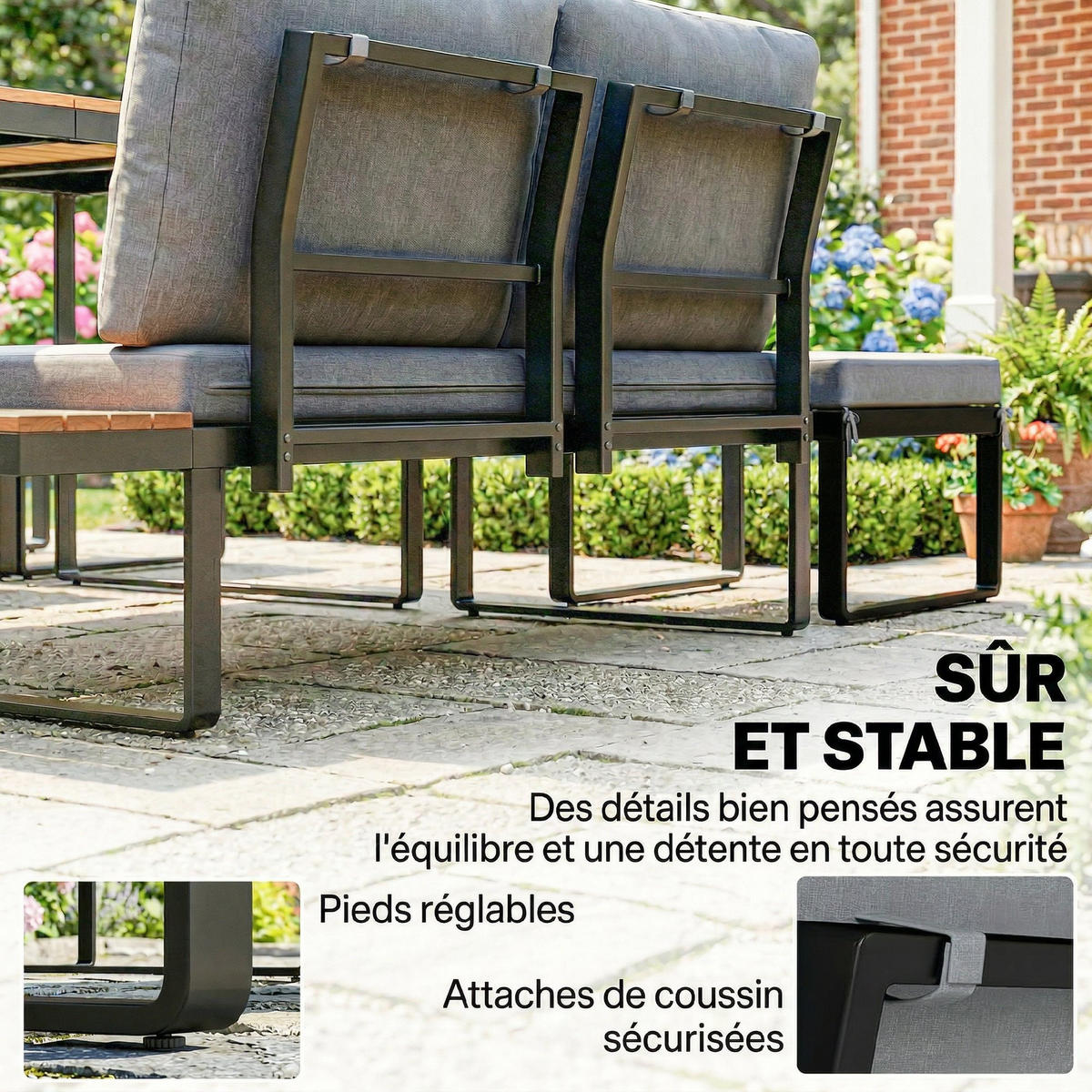 GARTENLOUNGE-SET DE-13544 modular für 6-8 Personen, Aluminium Grau - Grau, Metall - ComfortXL