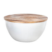 COUCHTISCH INDUSTRIAL STORAGE Mango rund Natur|Weiß 70cm - Braun/Weiß, Holz/Metall (70/70/33cm) - riess-ambiente