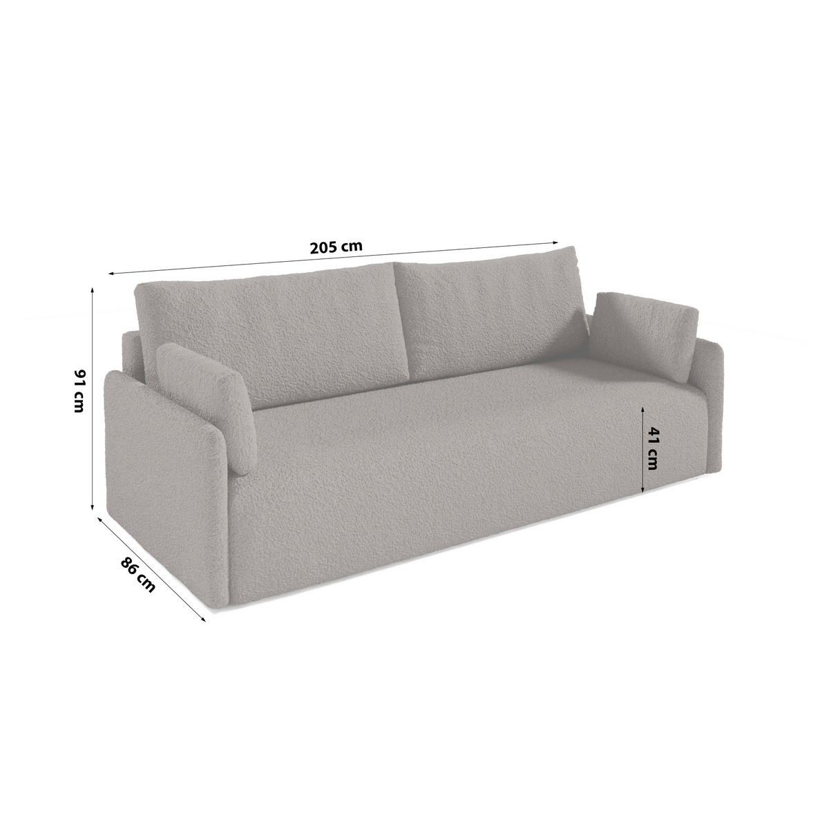 SOFA aus Bouclé-Stoff Femmo 4 Sitzer, Dunkelbraun - Dunkelbraun, Textil (86/91/205cm) - Fedve
