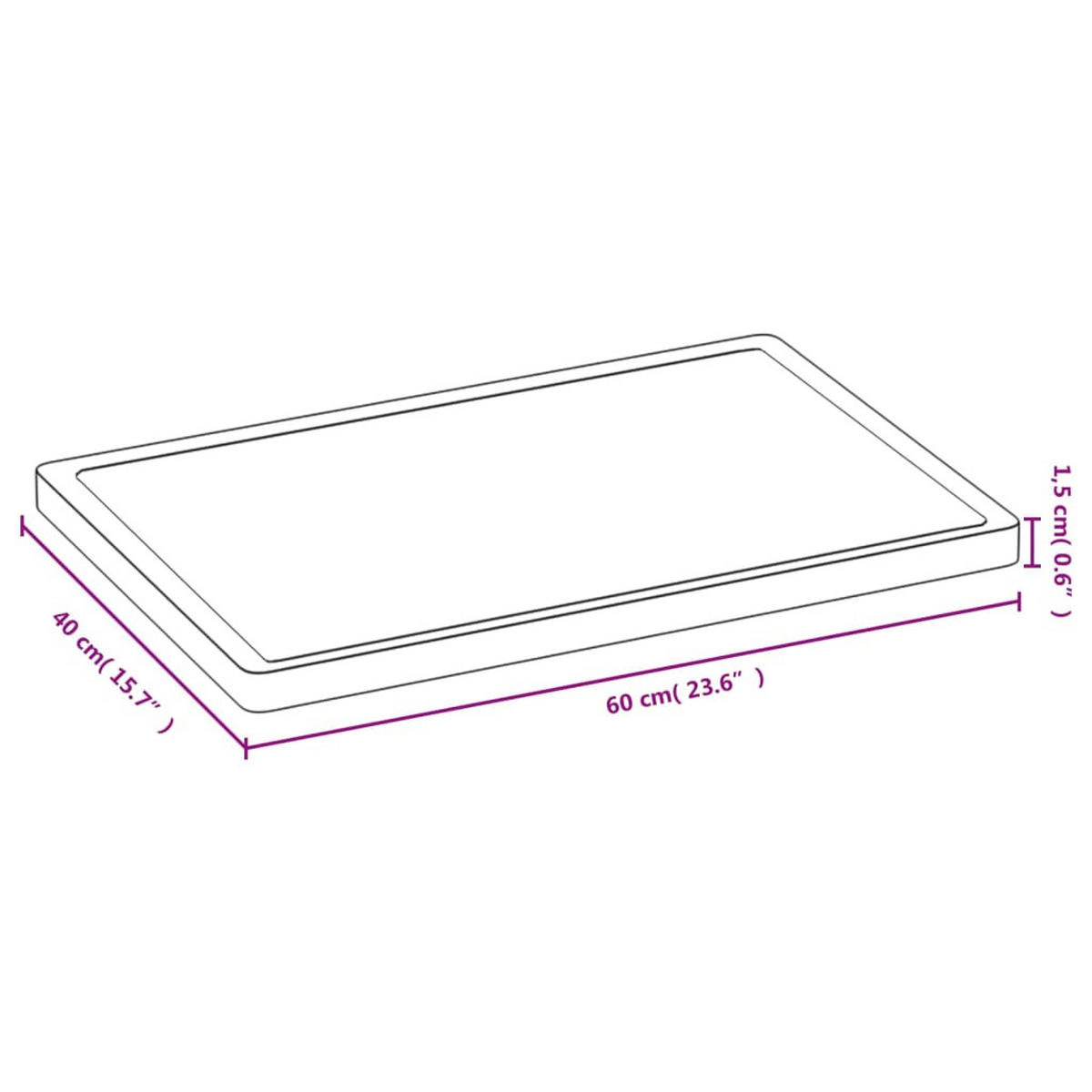 SCHNEIDEBRETT 40/60/1.5 cm Braun Bambus - Braun, Holz (60/40cm) - vidaXL