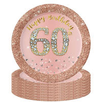 PAPPTELLER 16-teiliges Set 60. Geburtstag Rosa Roségold 17,8 cm - Rosa, Karton (17.8/1/17.8cm)